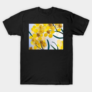 Golden Wattle Flowers by Leah Gay T-Shirt